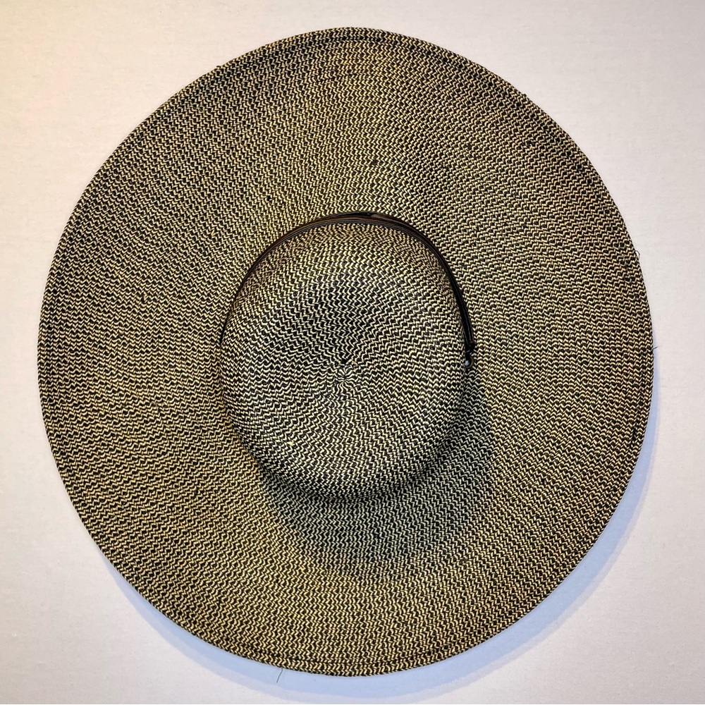 Milani Woven 18" Wide Brim Sun Hat Black Tan